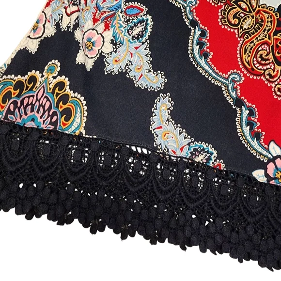 Bila Boho Paisley Print Tank Top with Crochet Hem Size M - Picture 7 of 11